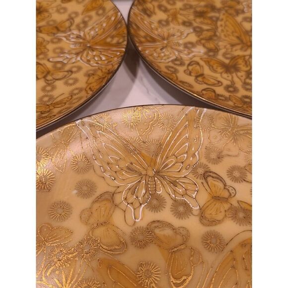 Dorothy C Thorpe VTG Porcelain Salad Plates Gold w/Butterflies- Set of (4) 7.75" - Picture 4 of 15